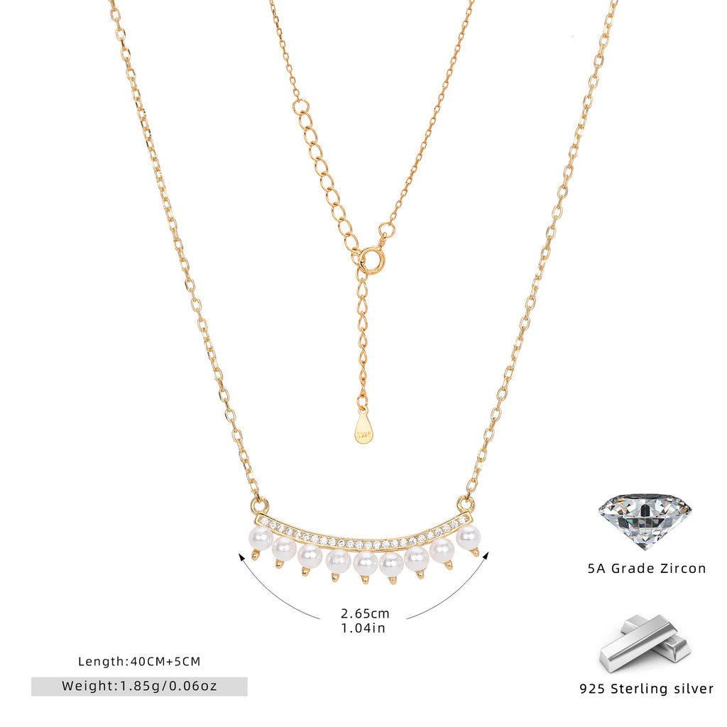 Damen Halskette mit feinem Zirkonschmuck und Perlenakzenten Shop Nory