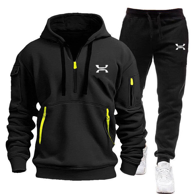 Herren Hoodie-Trainingsanzug mit Reißverschlusstaschen