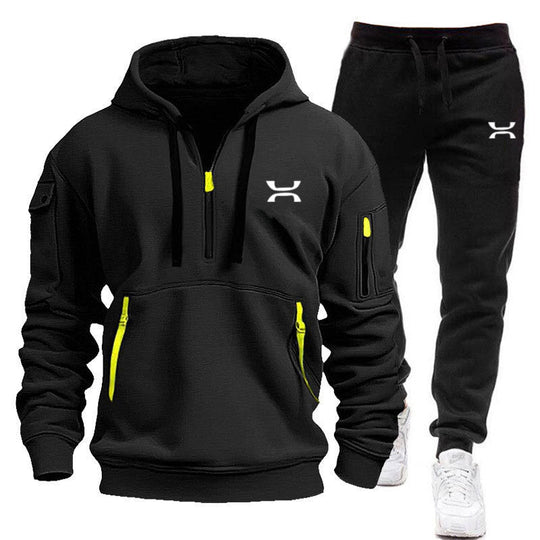 Herren Hoodie-Trainingsanzug mit Reißverschlusstaschen