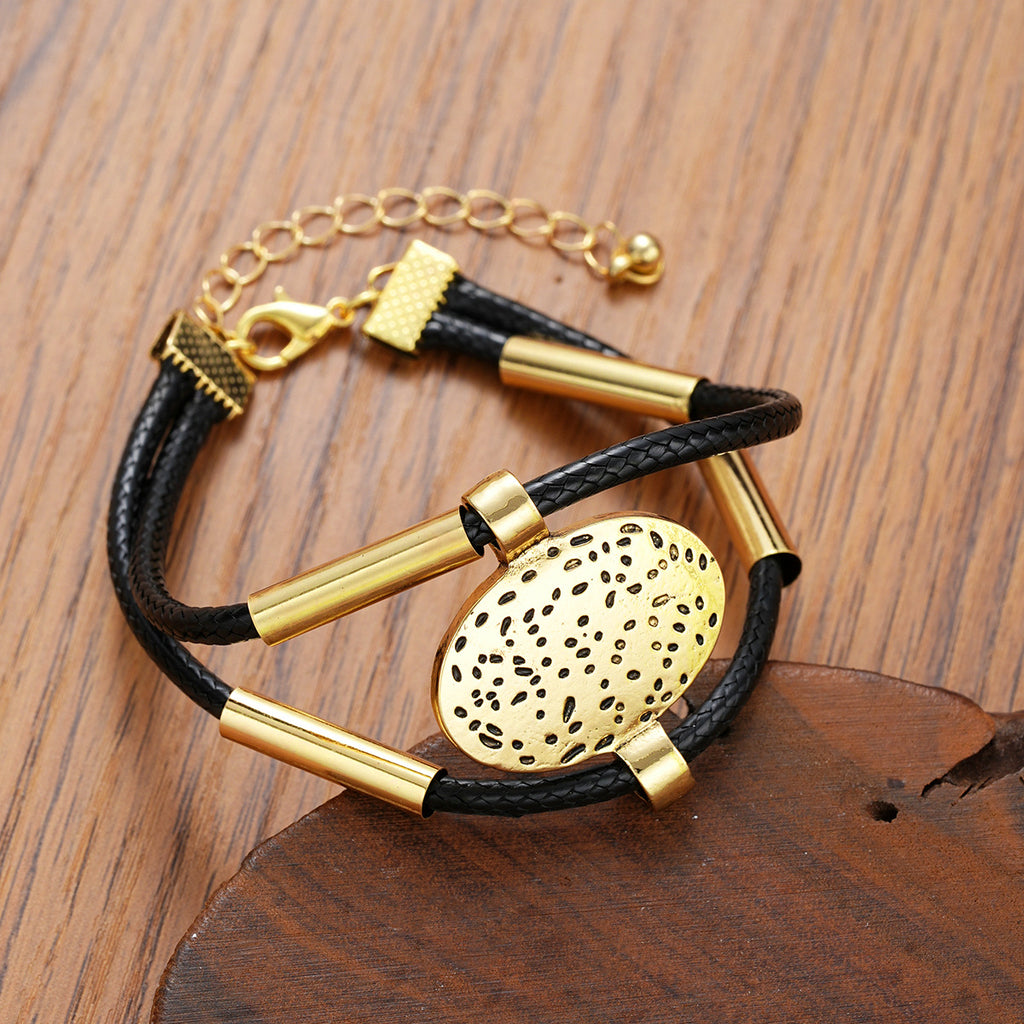 Damen Halsketten- und Armband-Set mit stilvollen veganen Lederakzenten Shop Nory