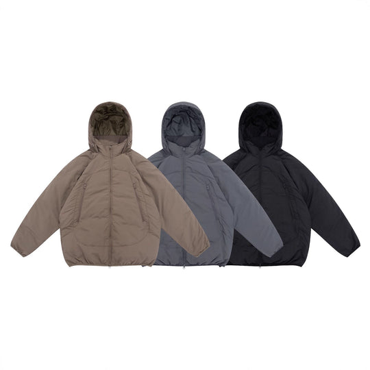 Unisex Voluminöse Kapuzen‑Isolationsjacke im Boxy‑Schnitt mit verdeckten Reißverschlusstaschen Shop Nory