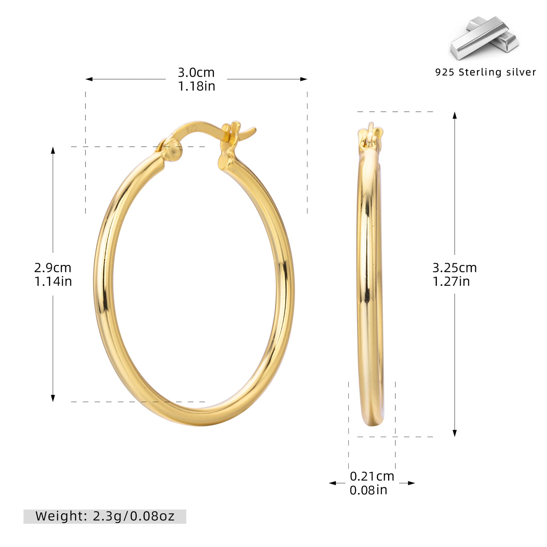 Damen Creolen im eleganten, minimalistischen Design aus 925 Sterling Silber Shop Nory