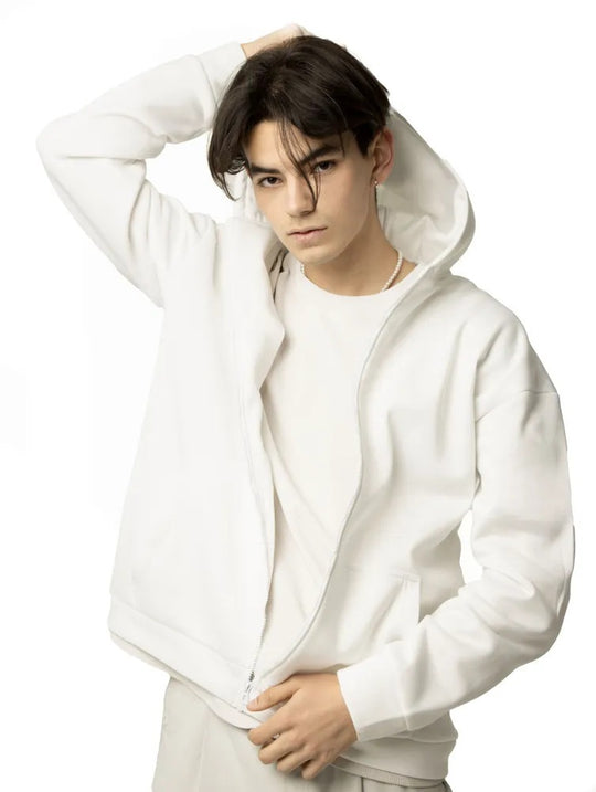 Herren nan minimalistischer Zip-Hoodie mit cleanem Oversize-Schnitt und weichem French-Terry-Futter Shop Nory