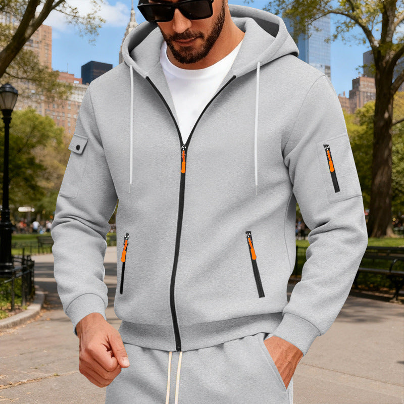 Herren sportlicher Kapuzenpullover mit modischen Schnellverschlüssen und praktischen Taschen