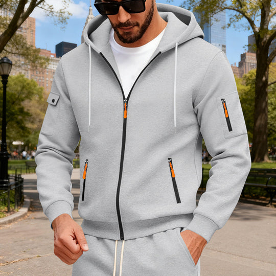 Herren nan Kapuzenjacke mit mehreren Reißverschlusstaschen und sportlich-urbanem Schnitt Shop Nory