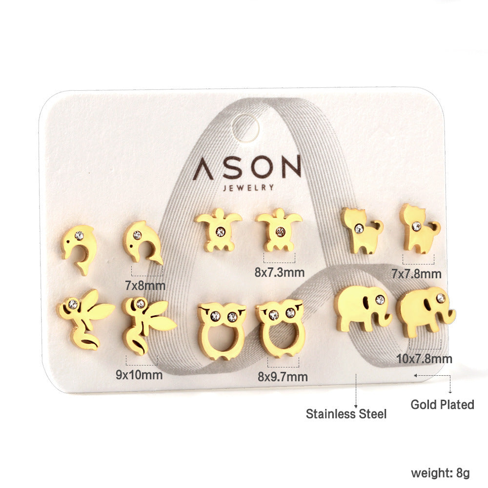 Damen Ohrstecker Set aus goldplattiertem Edelstahl mit verschiedenen Designs Shop Nory