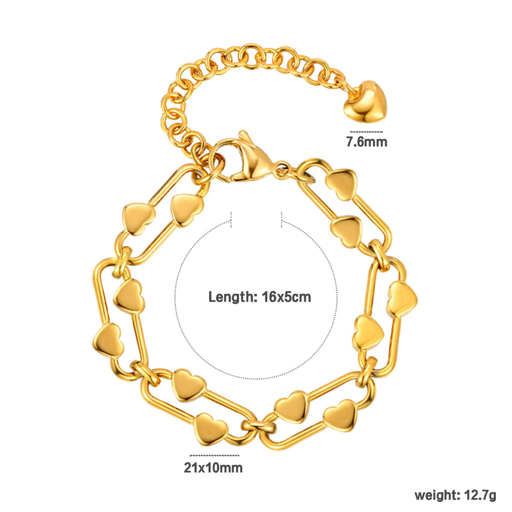 Damen Armband mit stilvollem Herzdesign und verstellbarem Kettenschluss Shop Nory