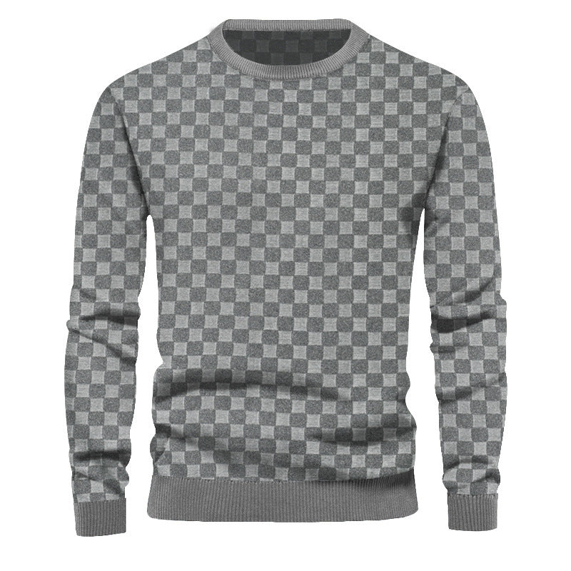 Herren Texturierter Strickpullover mit feiner Karo‑Waffelstruktur & geripptem Saum Shop Nory