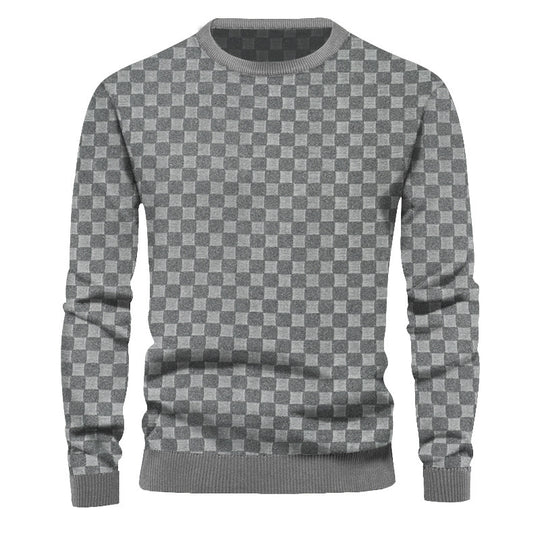 Herren Texturierter Strickpullover mit feiner Karo‑Waffelstruktur & geripptem Saum Shop Nory