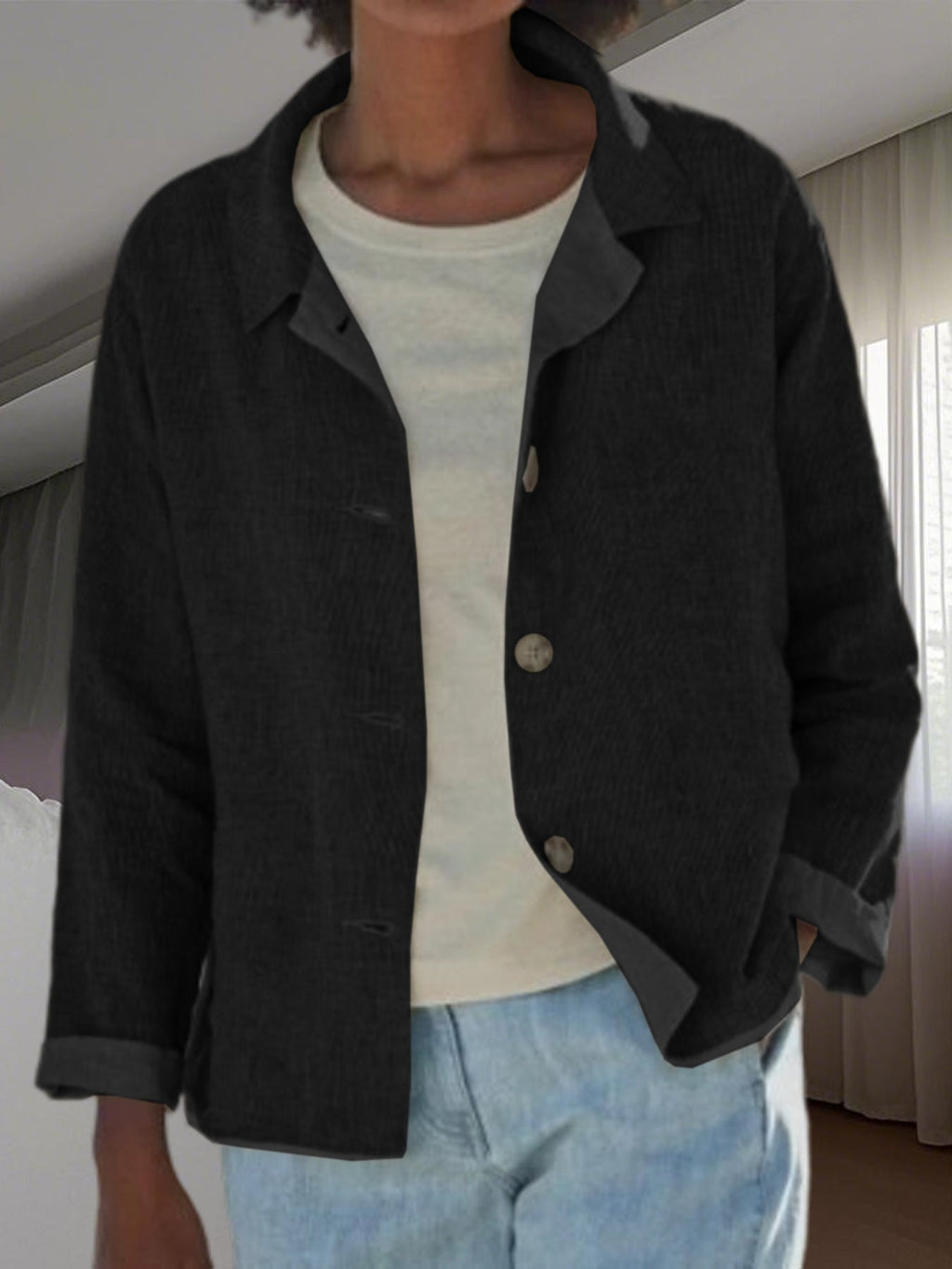 Damen Leichte Überwurfjacke mit strukturiertem WShopnorymuster
