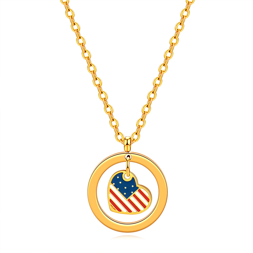 Damen Halskette mit herzförmigem Anhänger und patriotischem Design Shop Nory