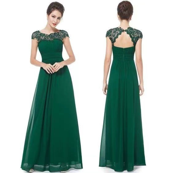 Damen Elegantes Maxikleid mit Spitzenoberteil und fließendem Rock