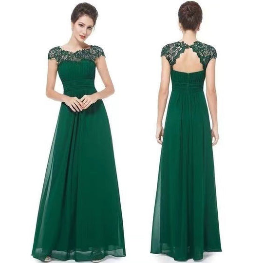 Damen Elegantes Maxikleid mit Spitzenoberteil und fließendem Rock