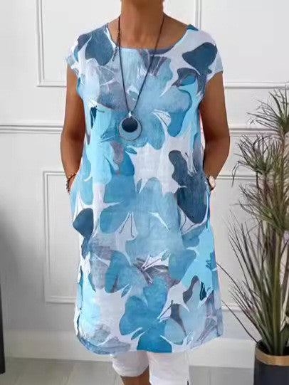 Damen Leichtes Strandkleid mit floralem Muster und Taschen