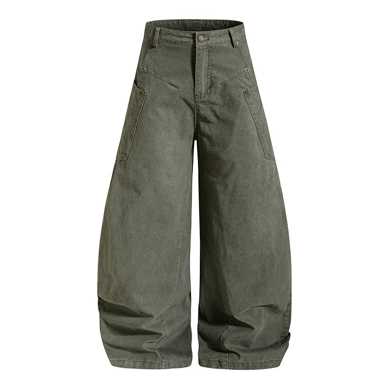 Damen weite High Waist Canvas-Culotte mit Cargo-Taschen und ballonförmiger Silhouette Shop Nory