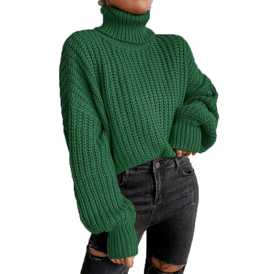 Damen nan grober Rollkragenpullover mit Oversize-Ärmeln und gerippten Bündchen Shop Nory