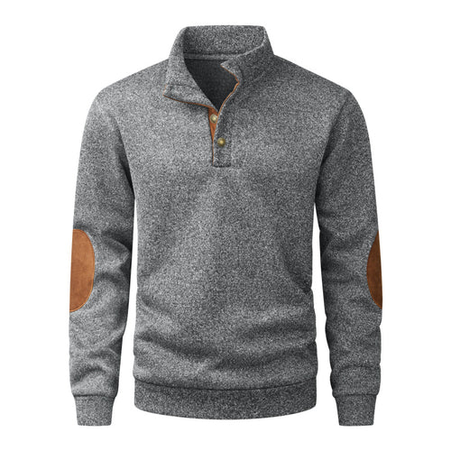 Herren Strickpullover mit Stehkragen, Knopfleiste & Ellbogenpatches Shop Nory