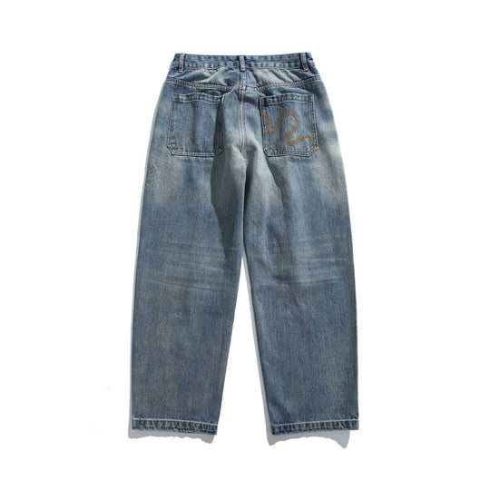 Damen Hochtaillierte lockere Jeans mit Used‑Effekt und Farb‑Splatter Shop Nory