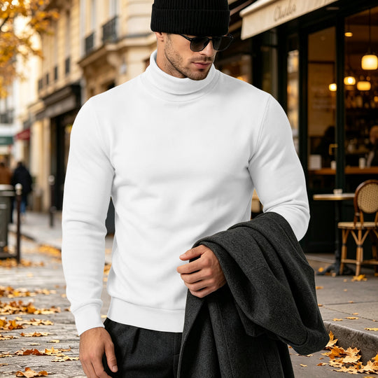 Herren Eleganter Baumwoll-Mix Rollkragenpullover Slim Fit Shop Nory