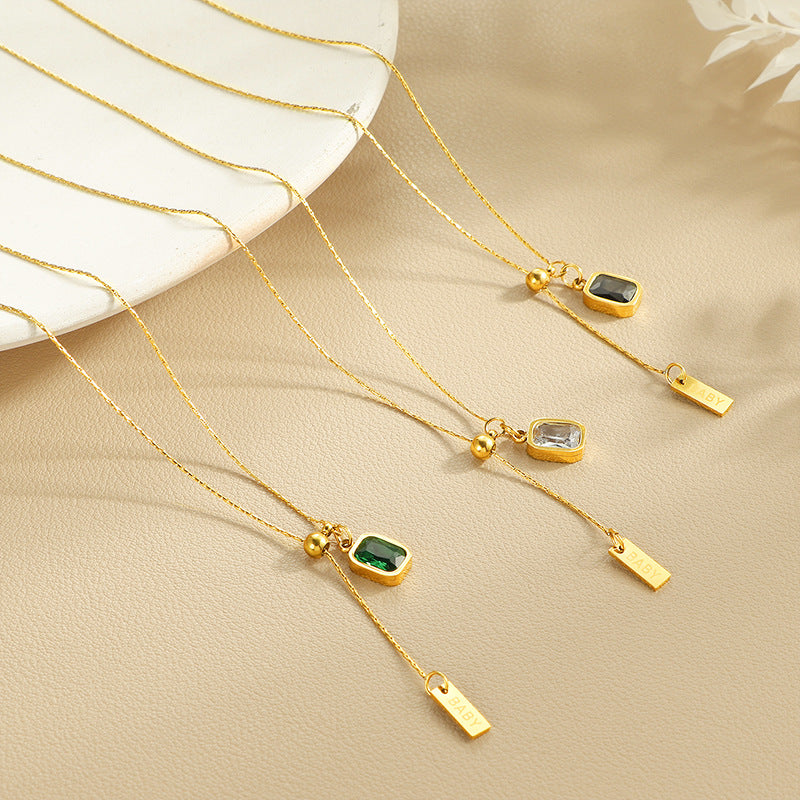Damen elegante Halskette mit stilvollem Anhänger und funkelndem Kristall Shop Nory