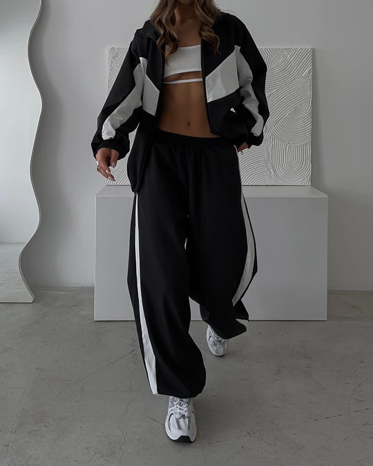 Damen Zweiteiliger Trainingsanzug aus Funktionsstoff mit Zipjacke und weitem Hosenbein Shop Nory