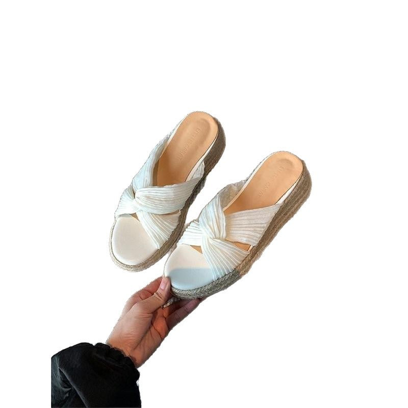 Damen Plateau-Espadrilles mit geknoteten Faltenriemen und geflochtener Jute-Sohle Shop Nory