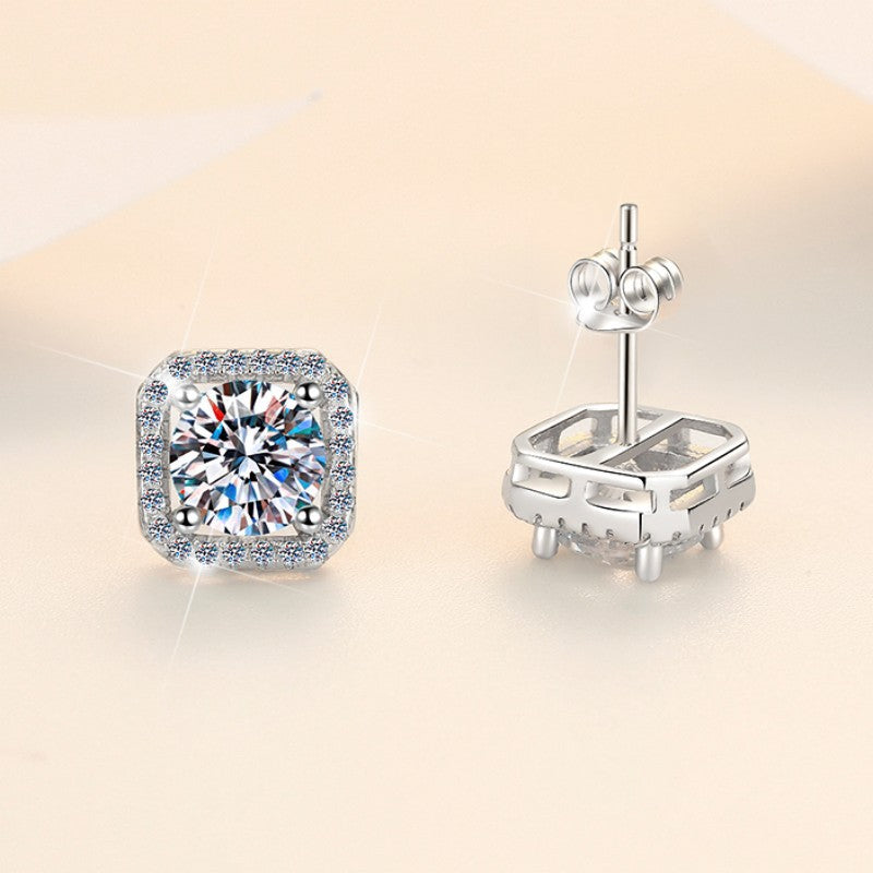 Damen Ohrringe mit quadratischem Zirkonia und funkelndem Rahmen Shop Nory