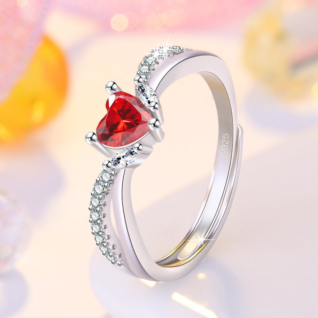 Damen Herzring mit funkelnden Zirkonia-Akzenten Shop Nory