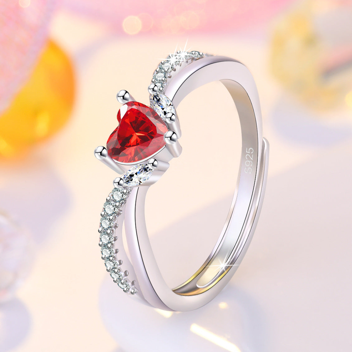 Damen Herzring mit funkelnden Zirkonia-Akzenten Shop Nory