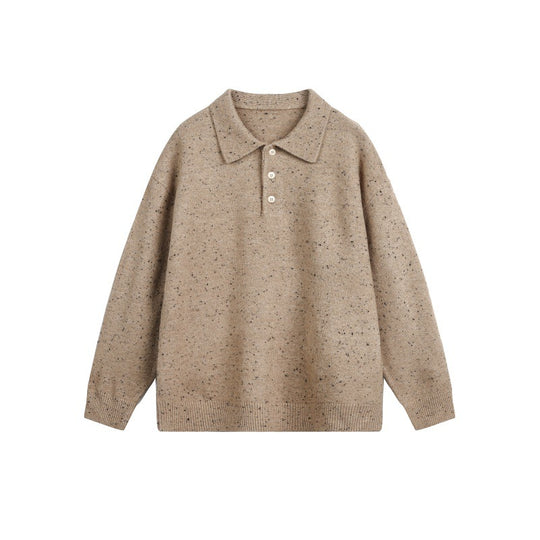 Damen Oversize-Polo-Pullover aus Mélange-Feinstrick mit Polokragen und Knopfleiste Shop Nory
