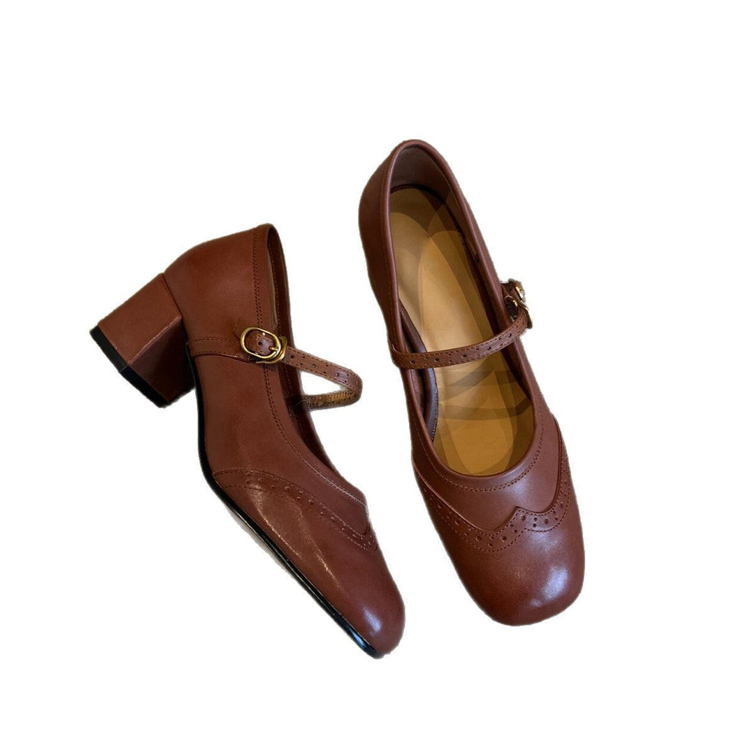 Damen elegante Mary Janes mit modischem Riemen und hochwertiger Ledersohle