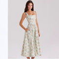 Damen Floral Maxikleid mit schmalen Trägern und seitlichen Taschen Shopnory