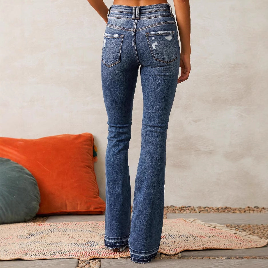 Damen Flared Jeans im Vintage-Stil mit hohen Taillen