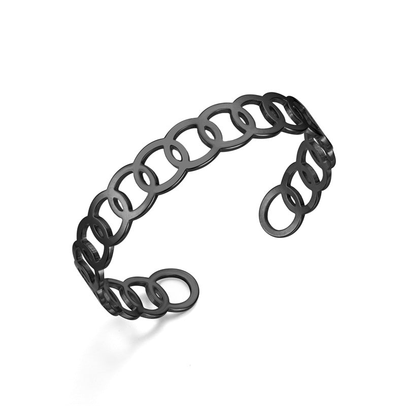 Damen Offener Armreif mit künstlerischem Design aus hochwertigem Edelstahl Shop Nory