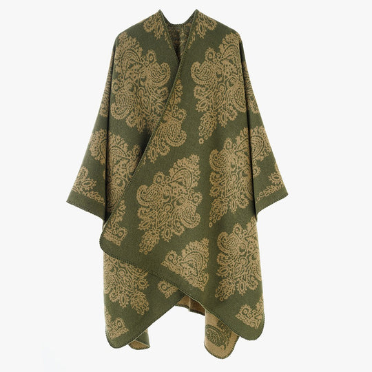 Damen Oversize-Wickelcape mit doppelseitigem Jacquard und asymmetrischem Zipfelsaum Shop Nory