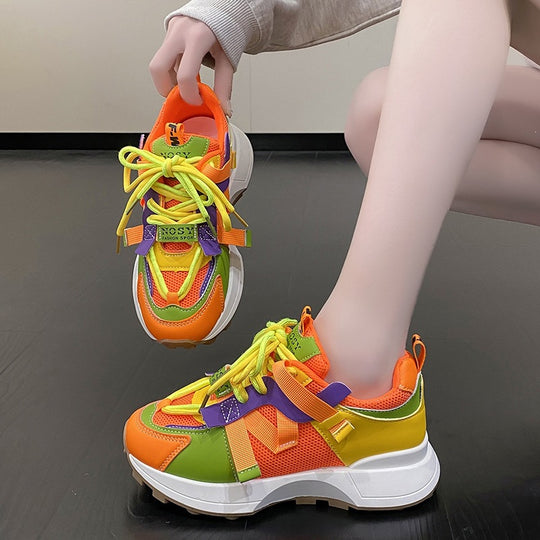 Damen Chunky-Plateau-Sneaker mit atmungsaktivem Mesh und montierten Riemen Shop Nory