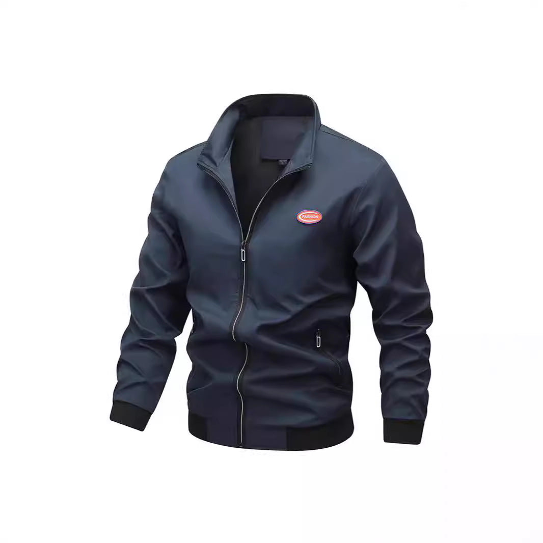 Herren Leichte Reißverschluss-Trainingsjacke im Bomberstil mit Stehkragen und windabweisender Mikrofaserschale Shop Nory