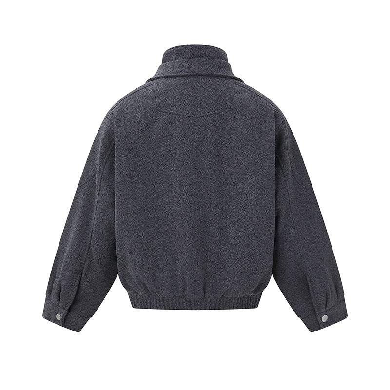 Herren Boxy Wollmix-Blousonjacke mit asymmetrischem Doppelverschluss und hohem Stehkragen Shop Nory