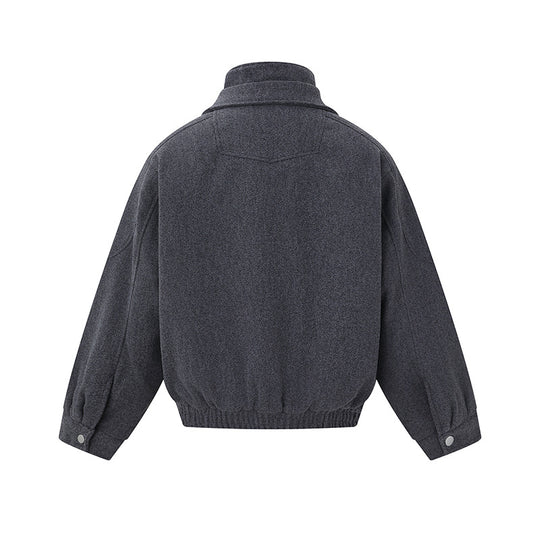 Herren Boxy Wollmix-Blousonjacke mit asymmetrischem Doppelverschluss und hohem Stehkragen Shop Nory