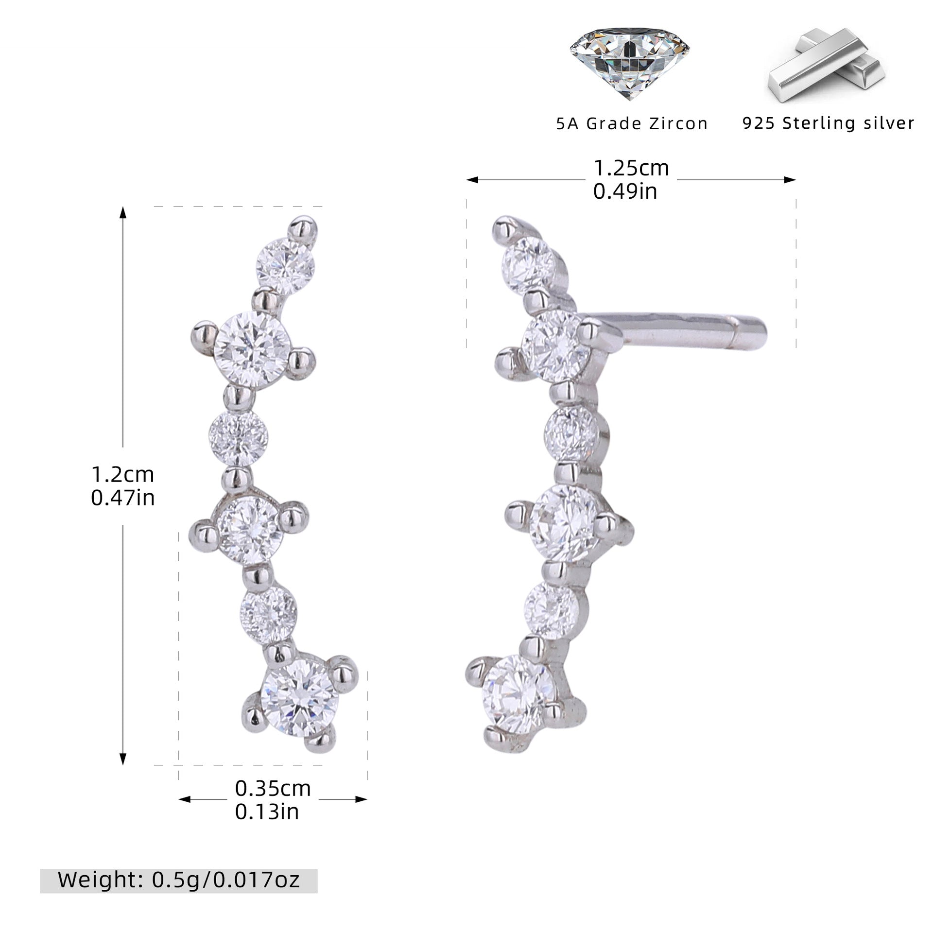 Damen Ohrhänger mit funkelnden Zirkonstein-Details aus 925 Sterling Silber Shop Nory
