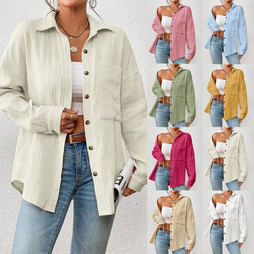 Damen Lässiges Overshirt mit Knopfleiste und Brusttasche