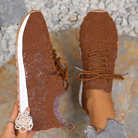 Damen Leichte Sneaker mit Häkelspitzen-Obermaterial und profilierter Gummisohle Shop Nory