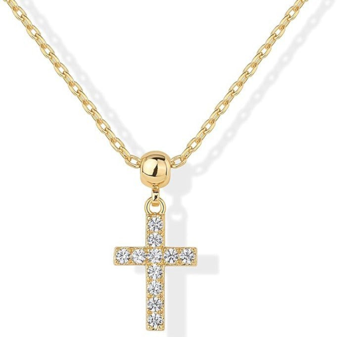 Damen Halskette mit funkelndem Kreuzanhänger und elegantem Kettendesign Shop Nory