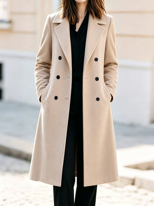 Damen Klassischer Doppelreihiger Wollmix-Mantel mit konturierter Taille Shop Nory