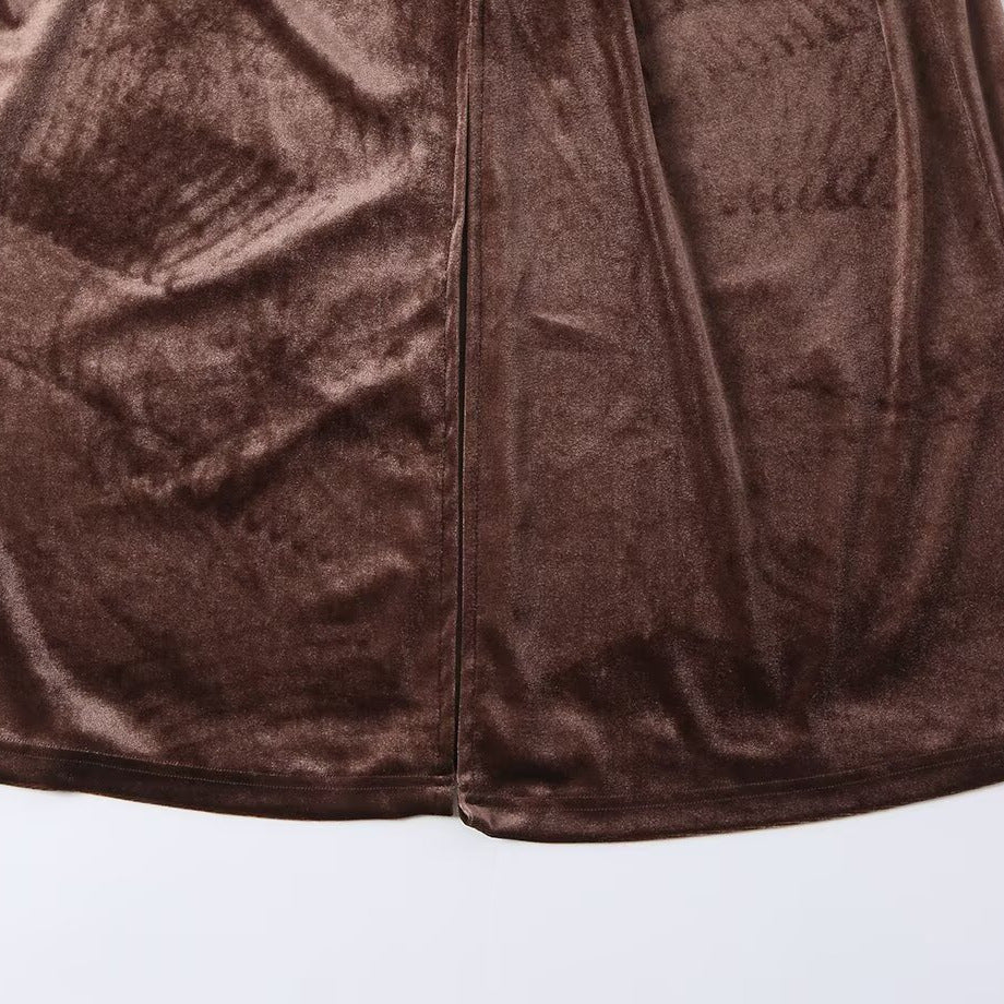 Damen Langer Samt-Mantel im Kimono‑Stil mit Mandarin‑Kragen und Knotenverschlüssen Shop Nory