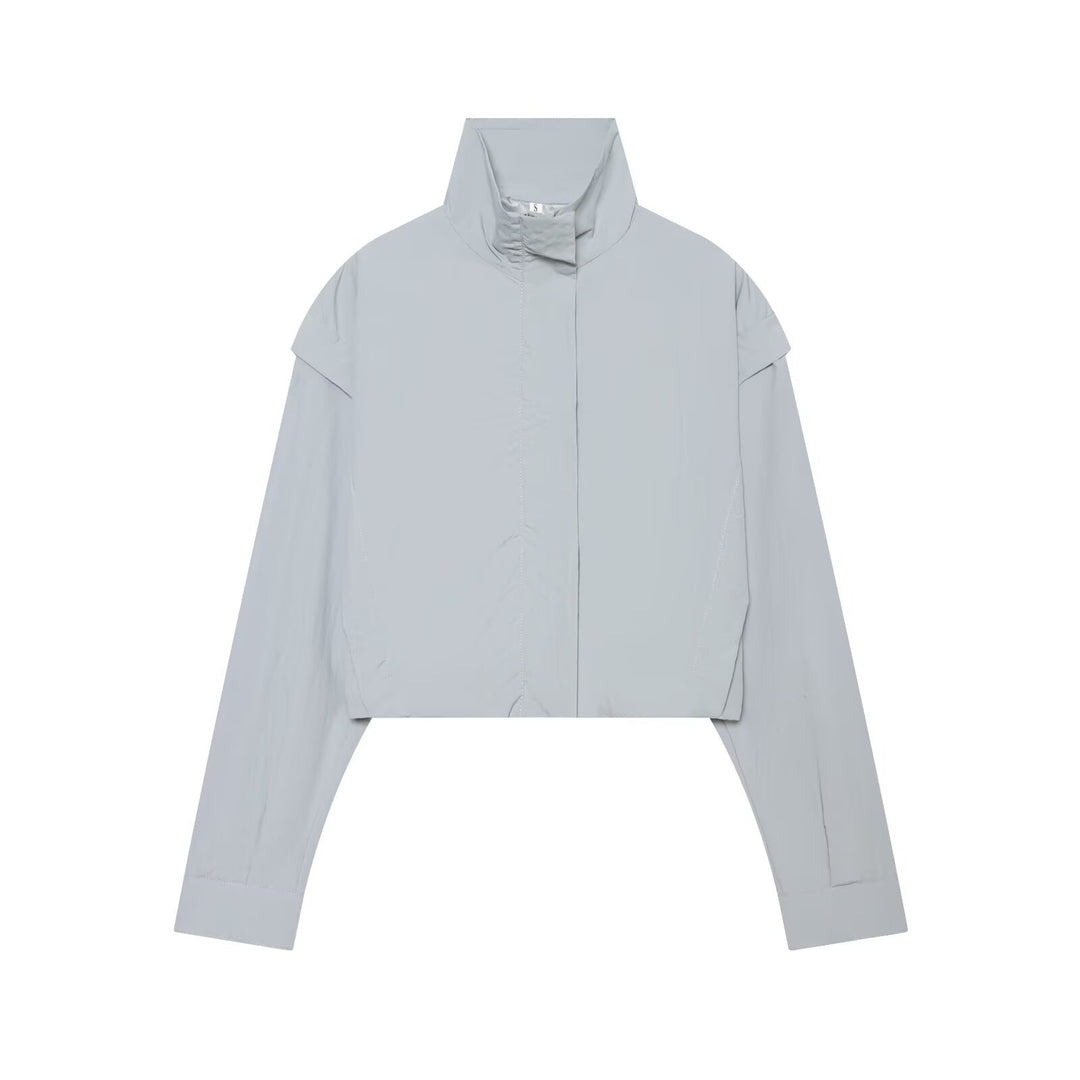 Damen Kurze funktionale Windjacke mit hohem Stehkragen und verdeckter Reißverschluss Shop Nory
