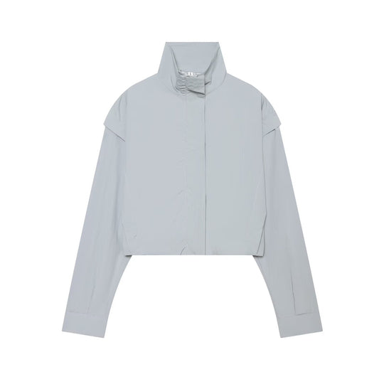 Damen Kurze funktionale Windjacke mit hohem Stehkragen und verdeckter Reißverschluss Shop Nory