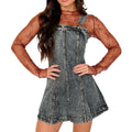 Damen Denim-Latzkleid mit verstellbaren Trägern und hochwertiger Verarbeitung Shopnory