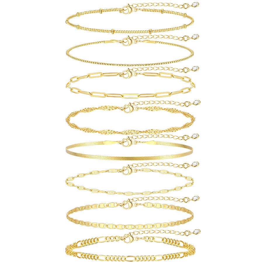 Damen Armreif-Set aus feinem Metall mit eleganten Kettendesigns Shop Nory