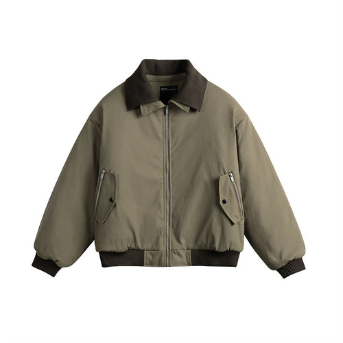 Herren Kurzboxy isolierte Field-Bomberjacke mit kontrastierendem Strickkragen und diagonalen Reißverschlusstaschen Shop Nory